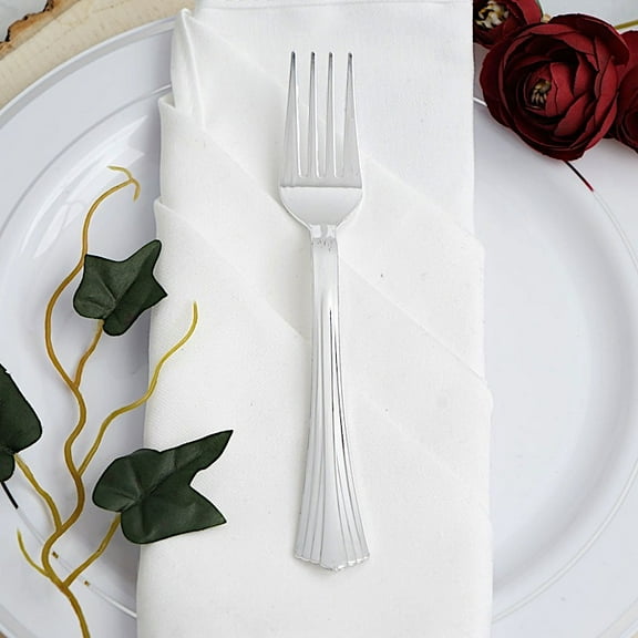Balsa Circle 25 Pieces 7" Silver Disposable Plastic Forks Reception Silverware