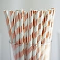 thumbnail image 1 of BalsaCircle 25 Pieces 8" Rose Gold White Striped Paper Straws Disposable Party Event Picnic, 1 of 6