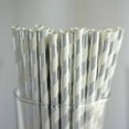 thumbnail image 1 of BalsaCircle 25 Pieces 8" Silver White Striped Paper Straws Disposable Party Event Picnic, 1 of 6