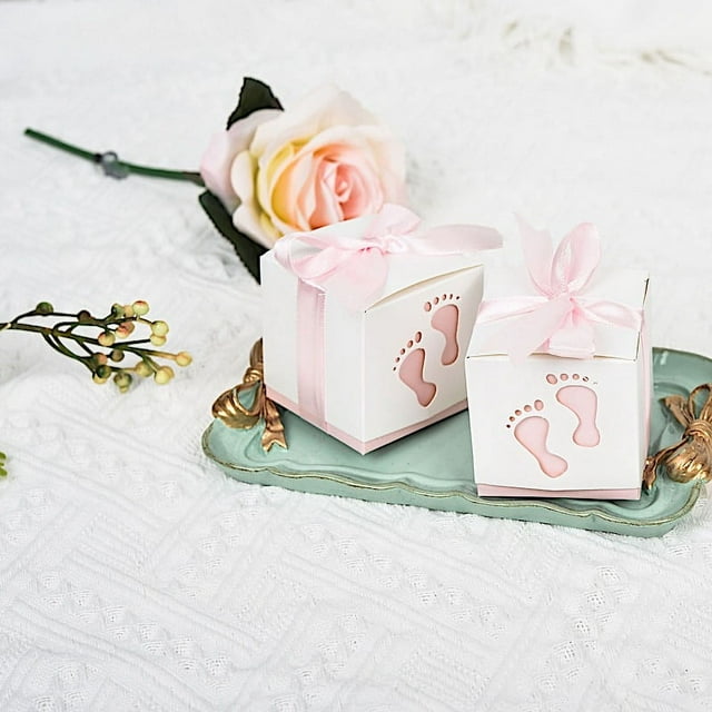 BalsaCircle 25 Pieces 2.5" Baby Shower Party Favors Gift Boxes Footprints Design Birthday ...