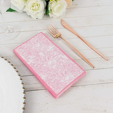 BalsaCircle 25 Pink Dinner Paper Napkins with Vintage Floral Print Party Events Home Decorations Supplies