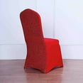 thumbnail image 1 of Balsa Circle 25 Red Solid Metallic Spandex Stretchable Banquet Chair Covers Slipcovers, 1 of 8
