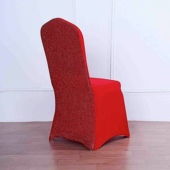 Balsa Circle 25 Red Solid Metallic Spandex Stretchable Banquet Chair Covers Slipcovers