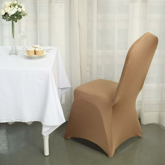 BalsaCircle 25 Taupe Spandex Stretchable Banquet Solid Chair Covers Slipcovers