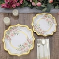 thumbnail image 1 of BalsaCircle 25 White 10" Floral Disposable Dinner Salad Paper Plates Gold Scallop Trim Events Decorations, 1 of 8