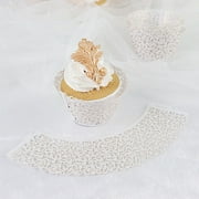 BalsaCircle 25 White Paper Cupcake Wrappers Laser Cut Lace Muffin Liners Party Events Reception Home Decorations