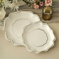 thumbnail image 1 of BalsaCircle 25 White Silver 8" Disposable Dinner Salad Paper Plates Metallic Scalloped Trim Party Decorations, 1 of 8