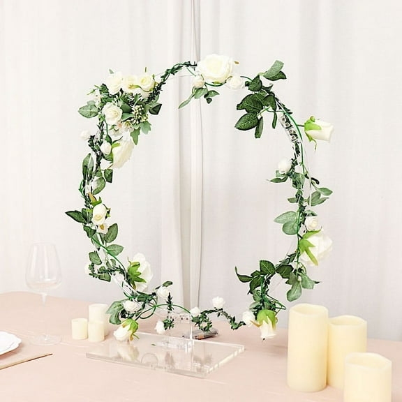 BalsaCircle 26" Clear Round Acrylic Floral Hoop Standing Wreath Ring Centerpiece