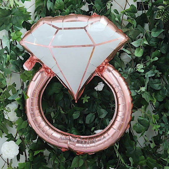 BalsaCircle 26" Rose Gold White Extra Large Diamond Ring Mylar Foil Plain Balloon Wedding