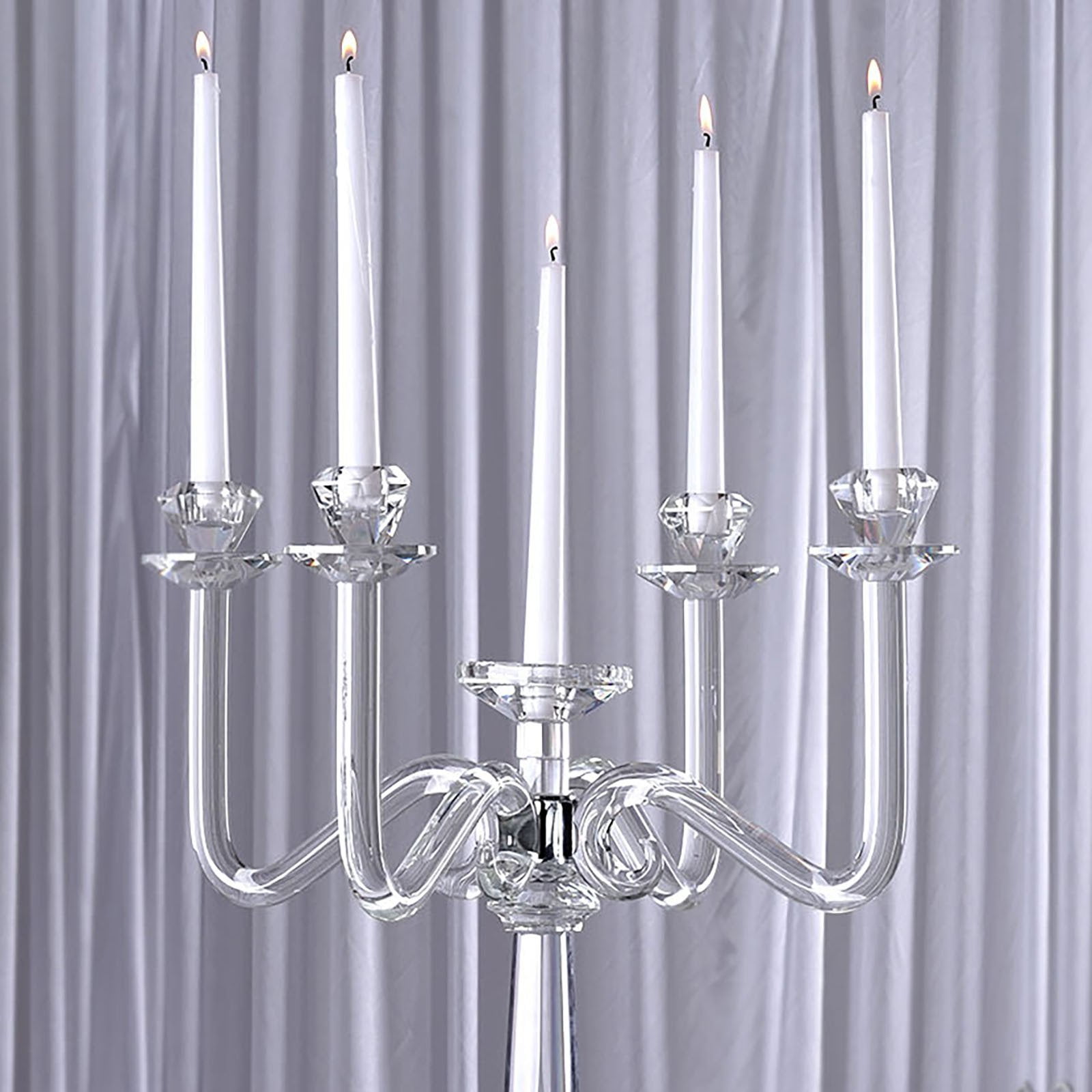 Balsa Circle 27" Clear 4 Arm Crystal Glass Candelabra Candle Holder Wedding Party Decarations