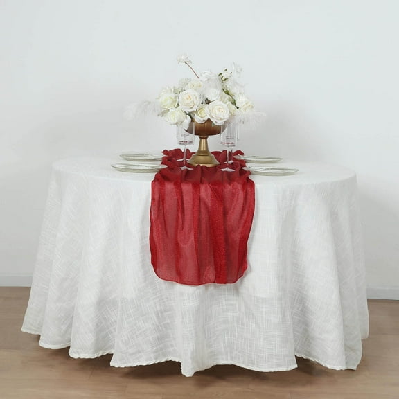 Balsa Circle 27x120 in Red Polyester Sparkling Glitter Table Runner Wedding Party Events Reception Catering Decorations