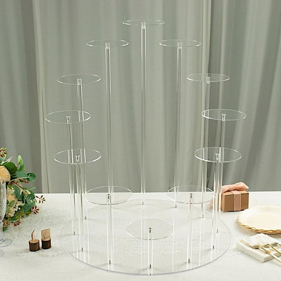 BalsaCircle 29" Clear 12 Arm Tiered Round Acrylic Cupcake Holder Dessert Display Stand Party Decorations