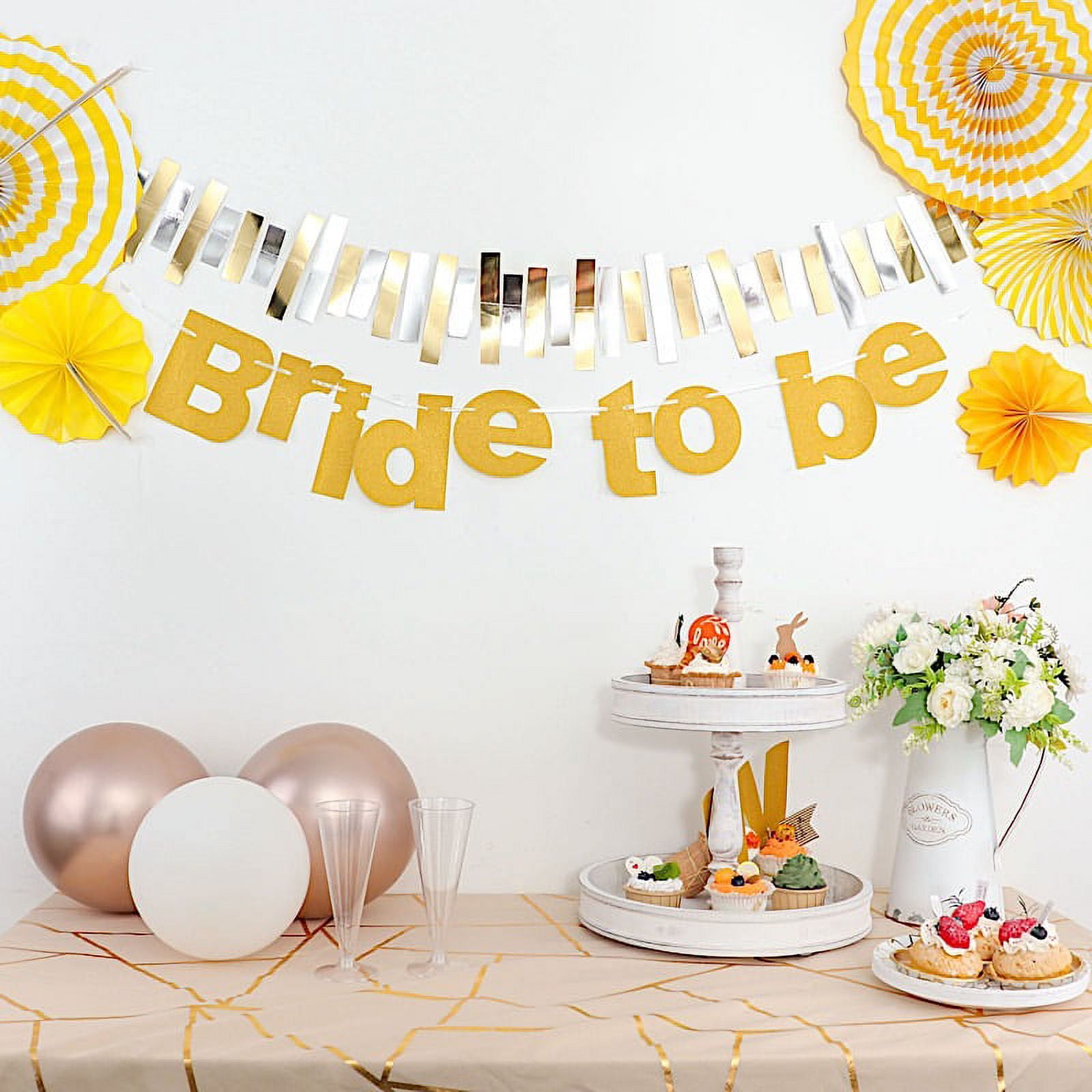 BalsaCircle 3.5 feet Gold Glittered Bride to Be Paper Hanging Bridal ...