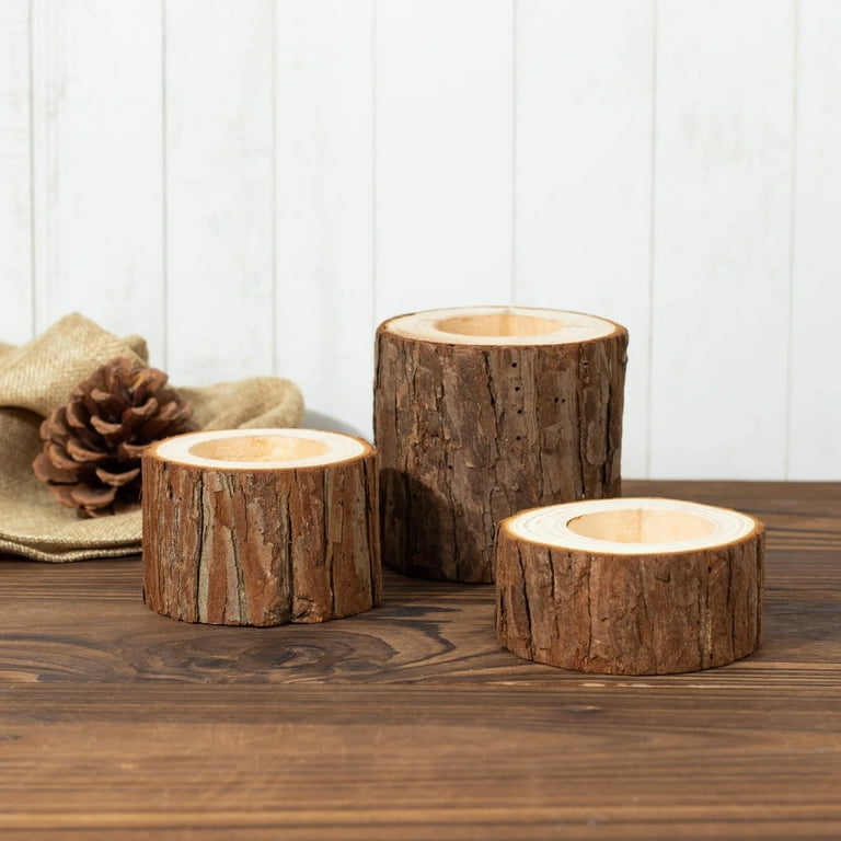 BalsaCircle 3 Assorted Round Natural Wood Slice Tea Light Candle Holders  Party Events Reception Decorations