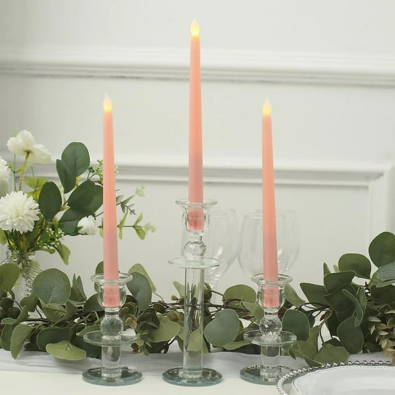 BalsaCircle 3 Blush 11" LED Taper Flameless Candles Lights Wedding Reception