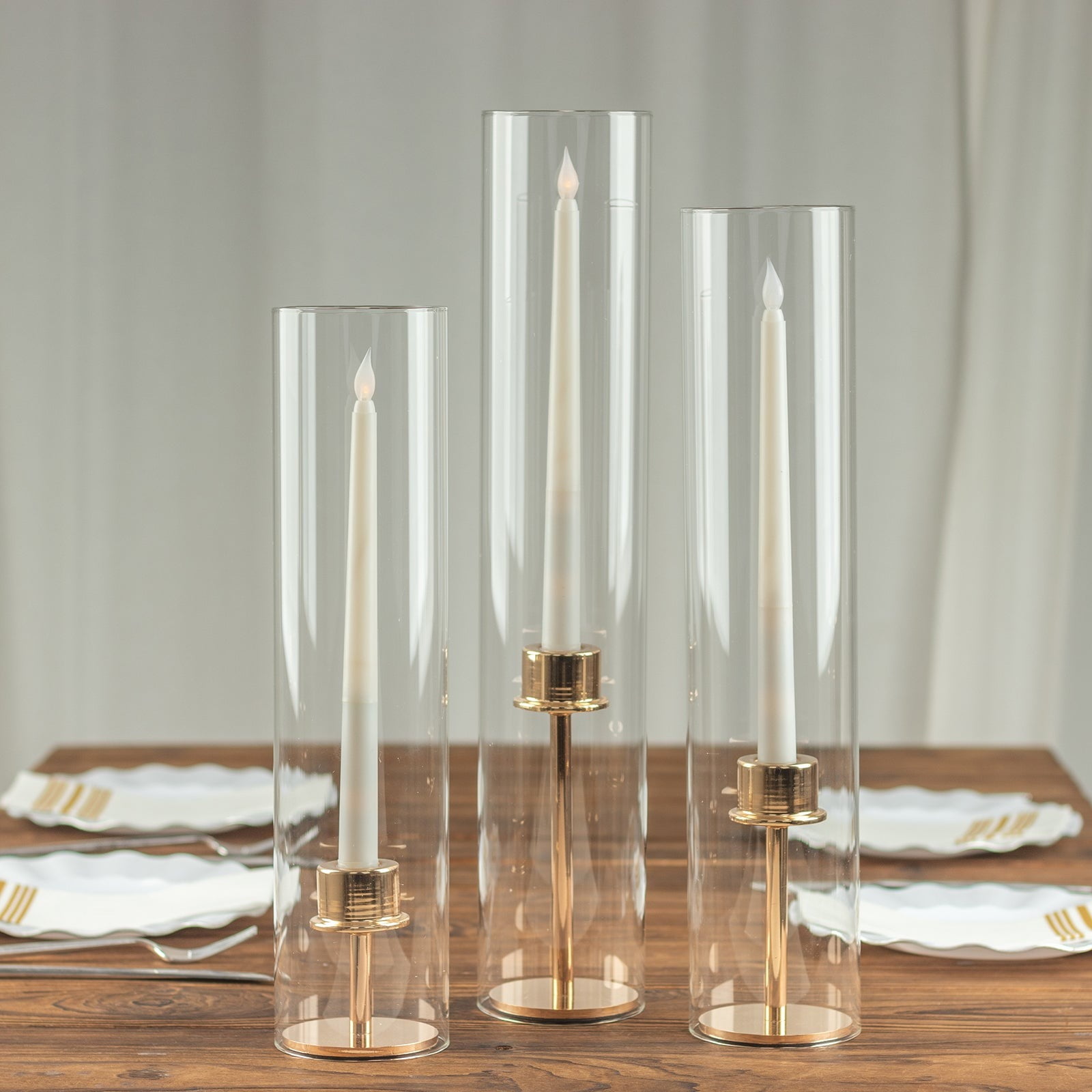 BalsaCircle 3 Clear Glass Pillar Hurricane Candle Shades Wedding Party Events Home Decorations ...