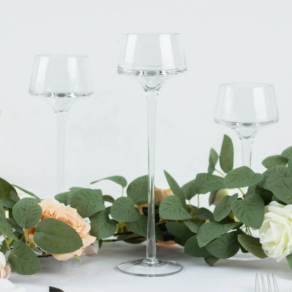 BalsaCircle 3 Crystal Clear Long Stem Glass Candle Holders Vases Party Events Home Decorations Supplies