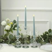 BalsaCircle 3 Dusty Blue 11" LED Taper Flameless Candles Lights Wedding Reception