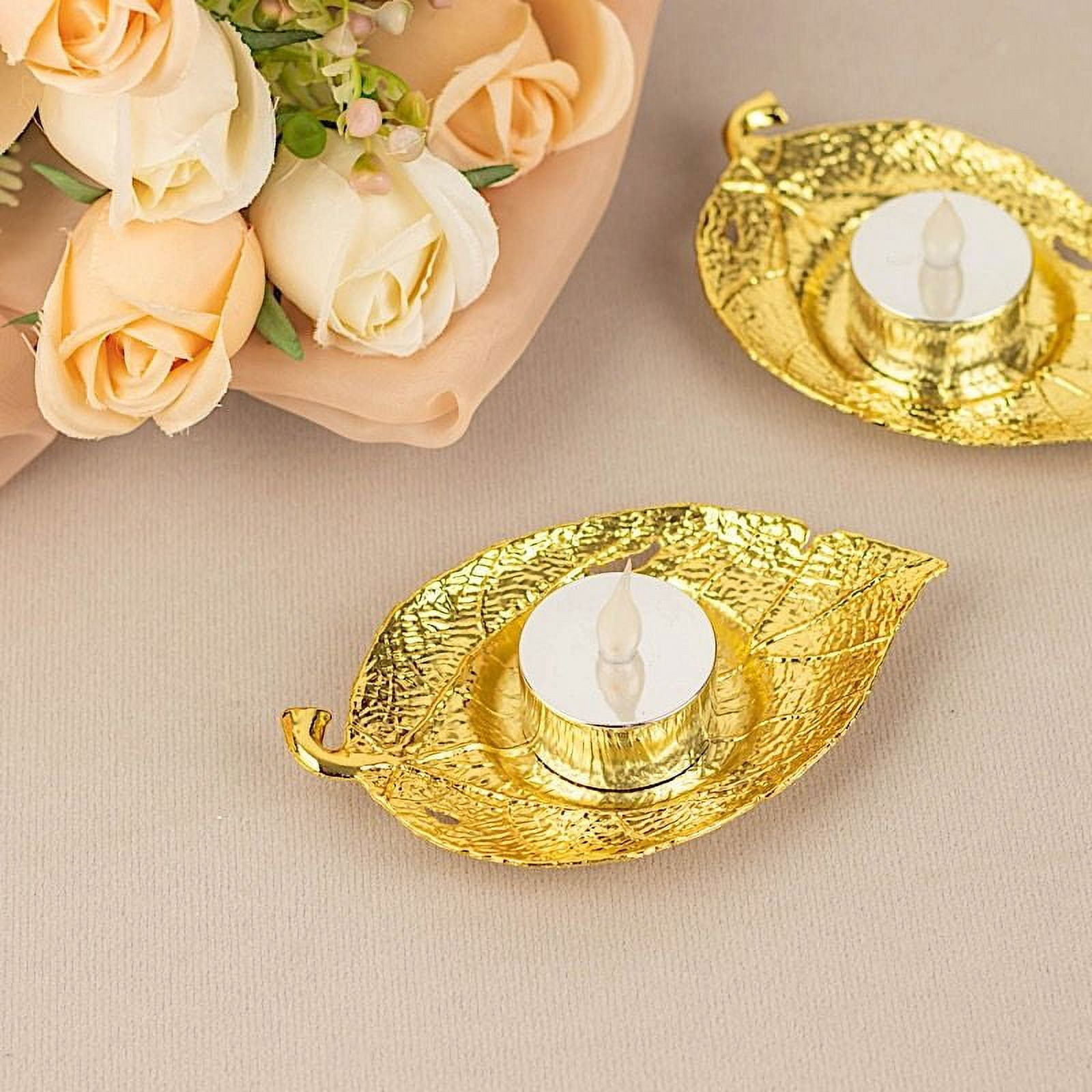 BalsaCircle 3 Gold Metal 5 in Maple Leaf Votive Candle Holders ...