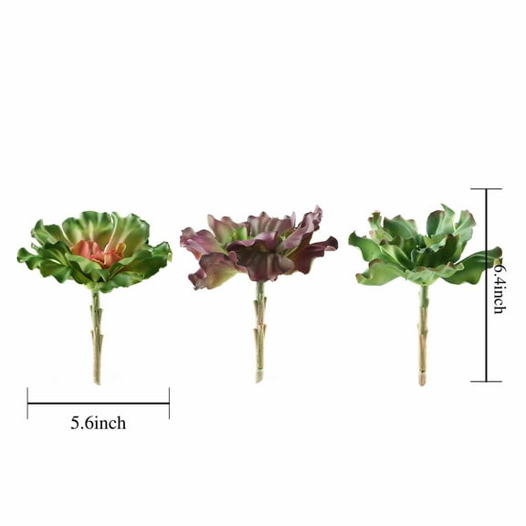 BalsaCircle 3 Green Assorted 6" Artificial Faux Succulent Picks Echeveria Rosettes Stems