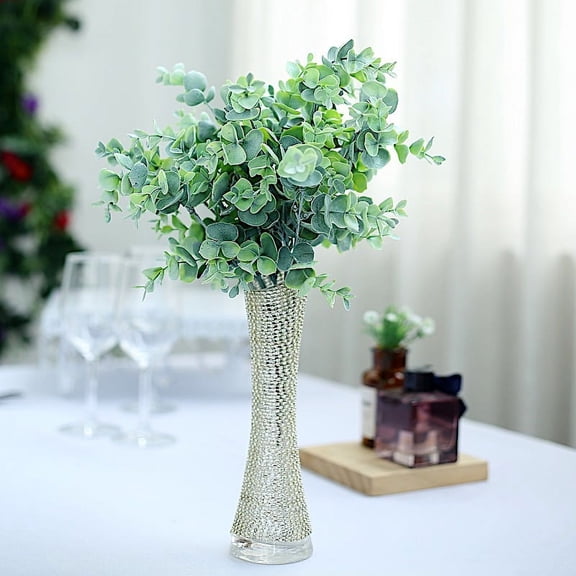 BalsaCircle 3 Pieces 14" Frosted Green Branches Artificial Eucalyptus Greenery Party