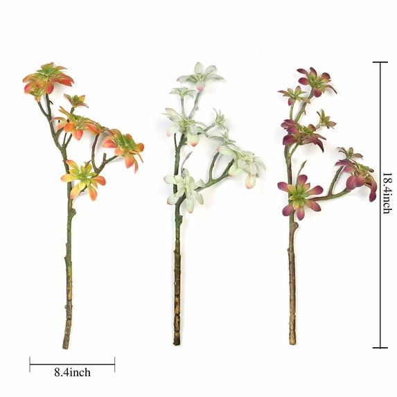 Balsa Circle 3 Pieces 18" Assorted Artificial Faux Succulent Picks Sprays Centerpieces