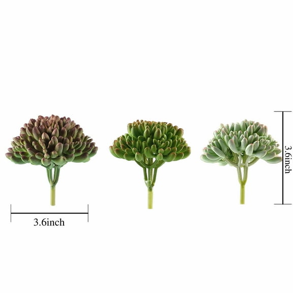 BalsaCircle 3 Pieces 4" Green Assorted Artificial Faux Jelly Bean Succulent Picks Plants