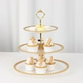 thumbnail image 1 of Balsa Circle 3-Tier Clear 14" Round Plastic Cupcake Tower Stand Gold Beaded Rim Party Events Decorations, 1 of 8