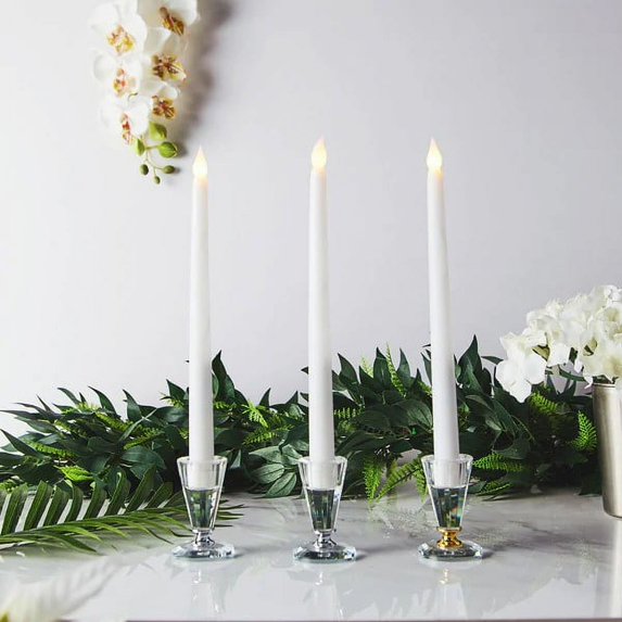 BalsaCircle 3 White 11" LED Taper Flameless Candles Lights