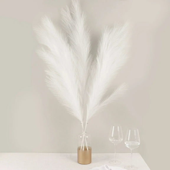 BalsaCircle 3 White 44" Stems Silk Pampas Grass Artificial Plant Sprays Wedding Centerpieces Home