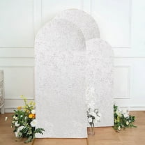 BalsaCircle 3 White Crushed Velvet Round Top Wedding Arch Backdrop Stand Covers Party Events Decorations Supplies