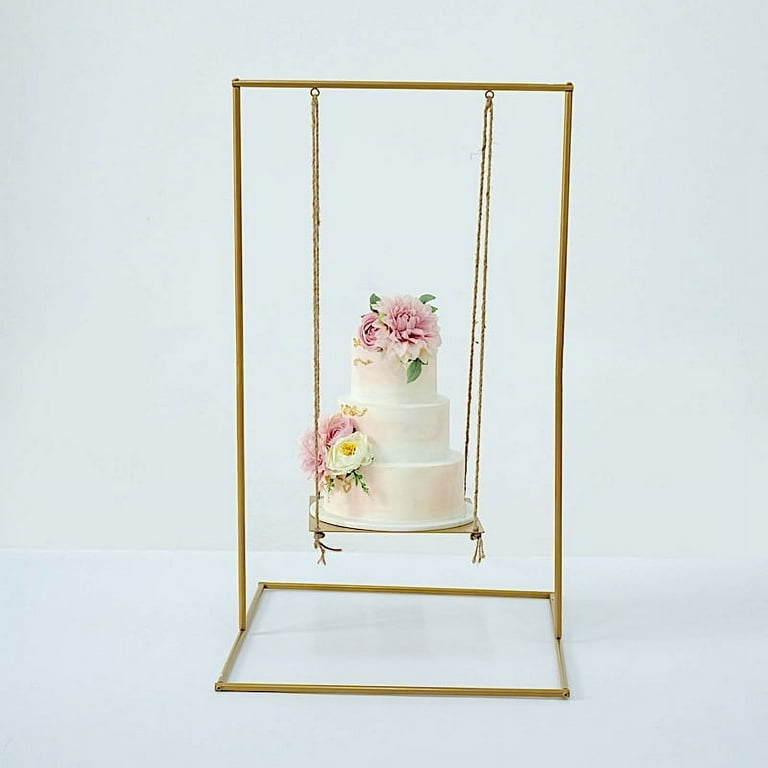 BalsaCircle Gold Metal Swing Cake Stand for Wedding Treat Display