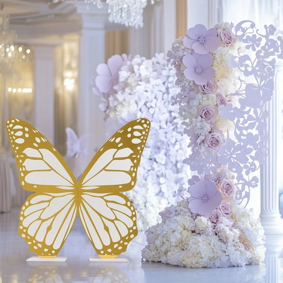 BalsaCircle 3 feet Gold White Large Butterfly Party Props Decor Party Events