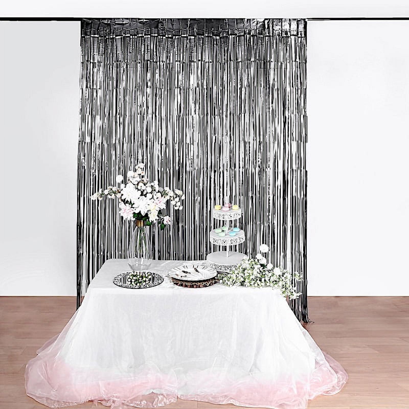 Silver Panel Metallic Tinsel Foil Fringe Curtain Photo Backdrop Party  Streamers Decor 39.4*78.7
