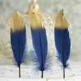 thumbnail image 1 of BalsaCircle 30 Navy Blue 9" Metallic Gold Tip Natural Decorations Goose Feathers, 1 of 6