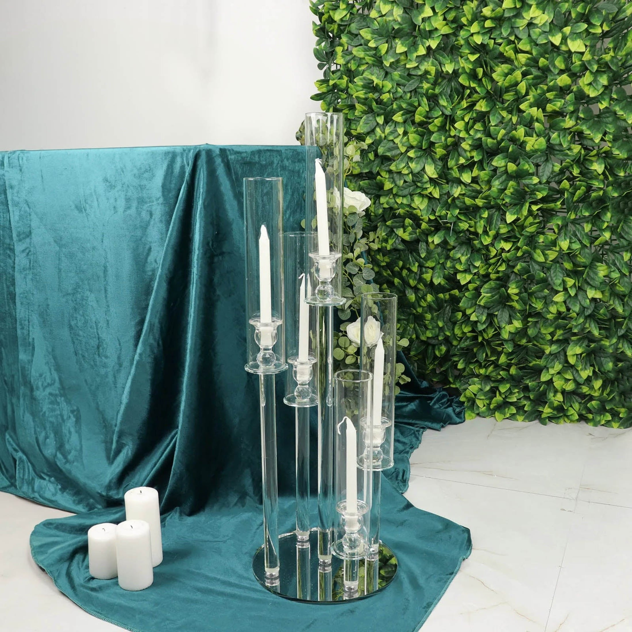 32" Clear Glass 5-Arm Tabletop Wedding Candelabra