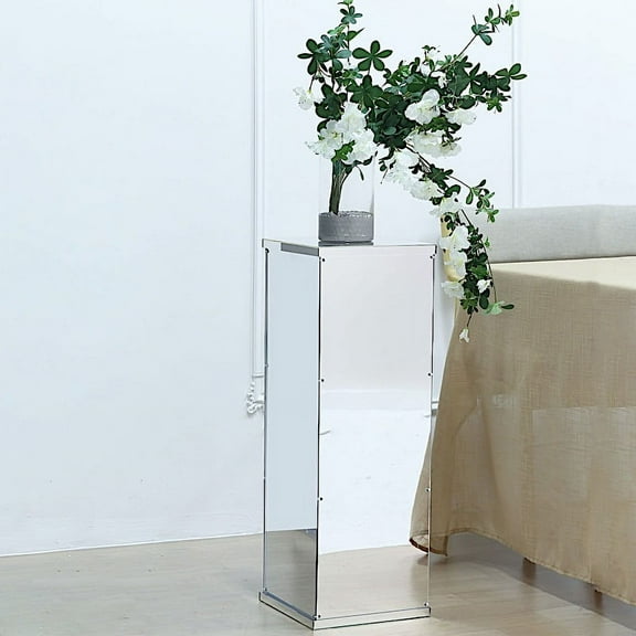 Balsa Circle 32" Silver Mirror Display Box Centerpiece Column Pedestal Riser Party Wedding Decorations