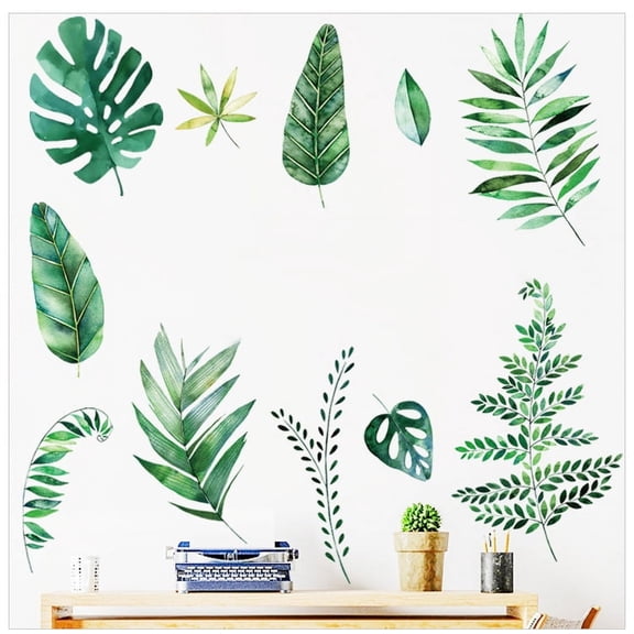 BalsaCircle 35" Green Assorted Tropical Leaves Peel Removable PVC Stick Wall Stickers Dorm Stick