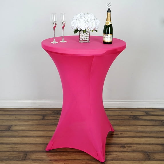 BalsaCircle 36" Cocktail Spandex Fitted Stretchable Elastic Tablecloth Fuchsia