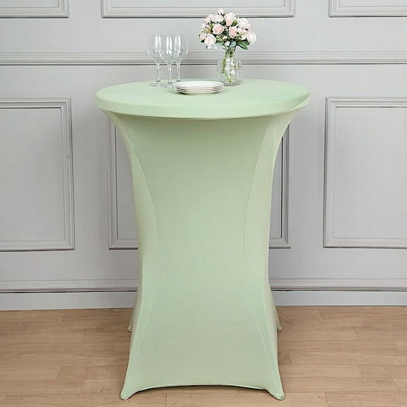 BalsaCircle 36" Cocktail Spandex Fitted Stretchable Elastic Tablecloth Sage Green