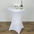 thumbnail image 1 of BalsaCircle 36" Cocktail Spandex Fitted Stretchable Elastic Tablecloth White, 1 of 4