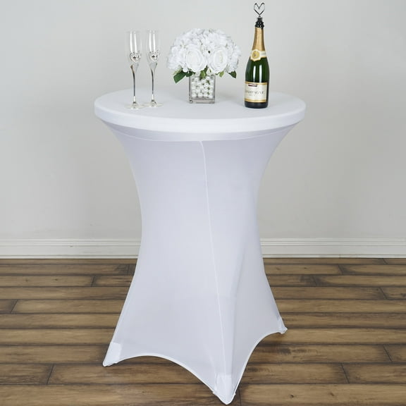 BalsaCircle 36" Cocktail Spandex Fitted Stretchable Elastic Tablecloth White