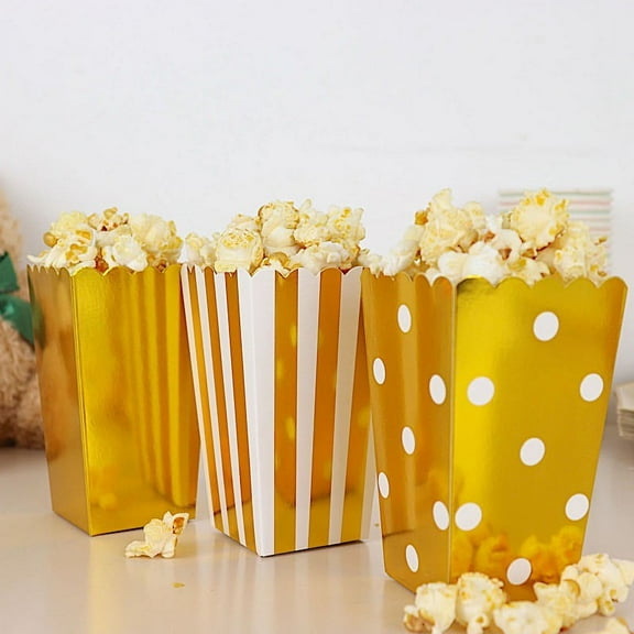 BalsaCircle 36 Gold White 5" Popcorn Style Cardboard Candy Gift Favor Boxes Party Events Decorations Supplies