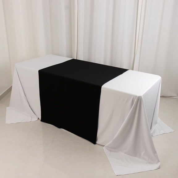 BalsaCircle 36x72 in Black Premium Scuba Polyester Wide Table Runner Event Decorations