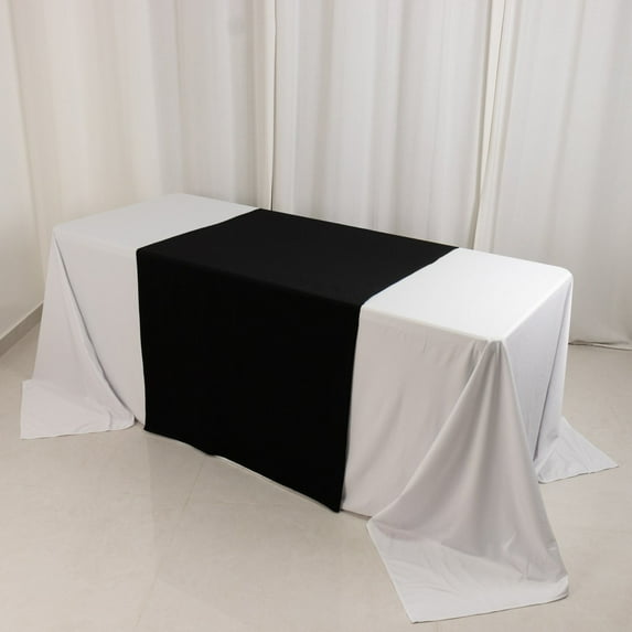 BalsaCircle 36x72 in Black Premium Scuba Polyester Wide Table Runner Event Decorations
