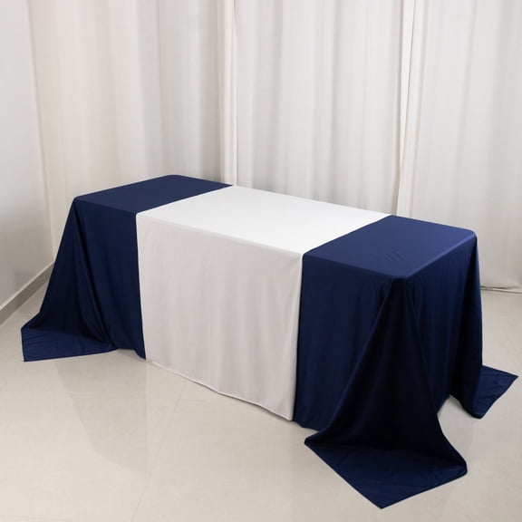 BalsaCircle 36x72 in White Premium Scuba Polyester Wide Table Runner Event Decorations