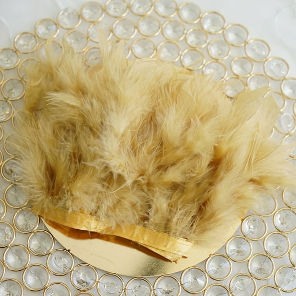 BalsaCircle 39" Gold Natural Turkey Feathers Trim Satin Ribbon Wedding Decorations