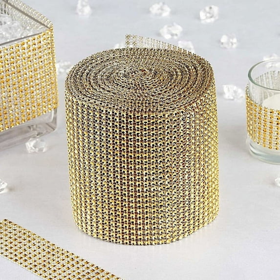 BalsaCircle 4.5" x 30 feet Gold Diamond Roll Wedding Party Favors Decorations DIY Craft