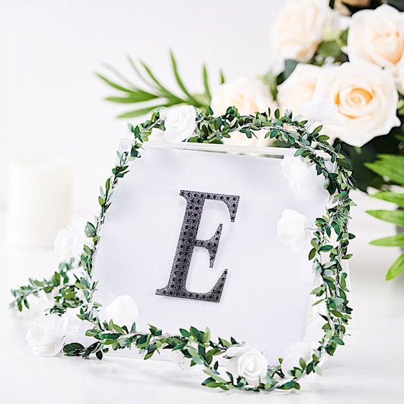 BalsaCircle 4" Black Solid Letter E Self-Adhesive Rhinestones Gems Sticker
