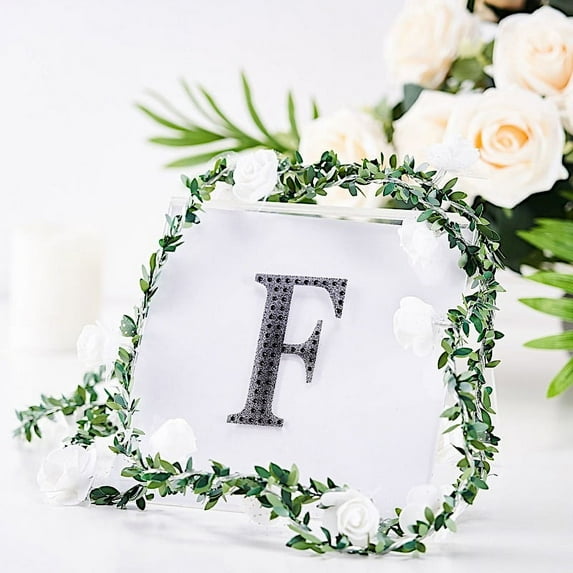 BalsaCircle 4" Black Solid Letter F Self-Adhesive Rhinestones Gems Sticker